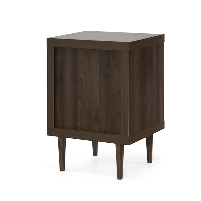 Modern Walnut and White 2-Drawer Nightstand