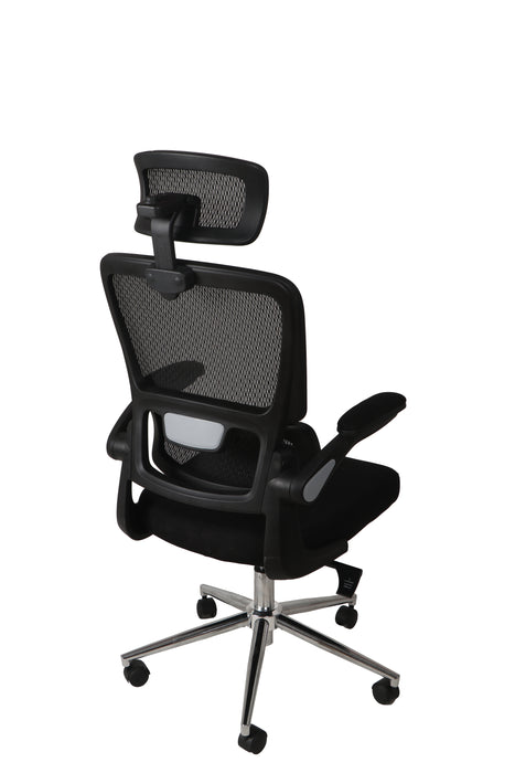 Black Mesh Ergonomic Office Chair with Flip Up Arms High Back Headrest with Tilt and Lumbar Support | lowrysfurniturestore