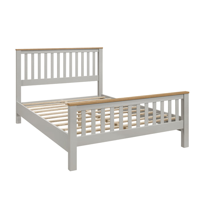 Country Gray Solid Platform Bed with Oak Top, Full | lowrysfurniturestore