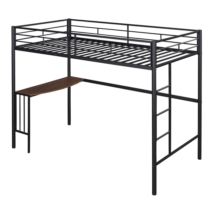 Black Twin Metal Black Bunk Bed with Desk Ladder and Guardrails | lowrysfurniturestore