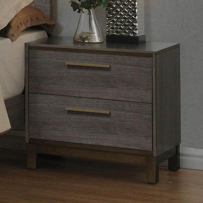 Contemporary Two-Tone Nightstand in Antique Gray