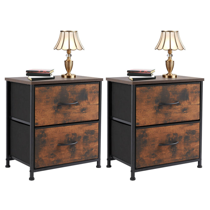 Brown 4-Drawer Chest of Drawers with Metal Frame and Wood Top