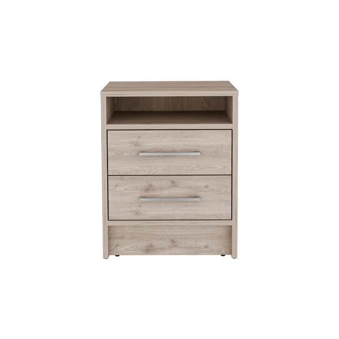 Light Gray Cartiz Nightstand Two Drawer Design