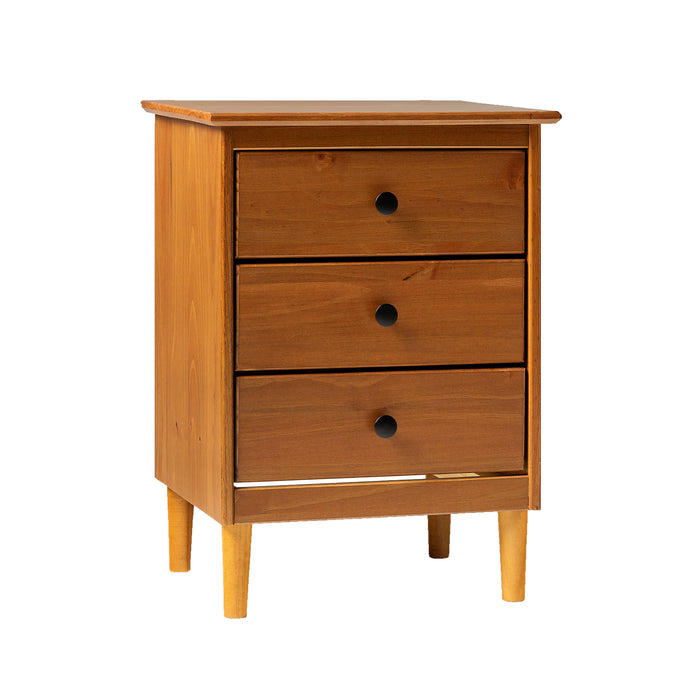 Caramel 3-Drawer Solid Wood Nightstand