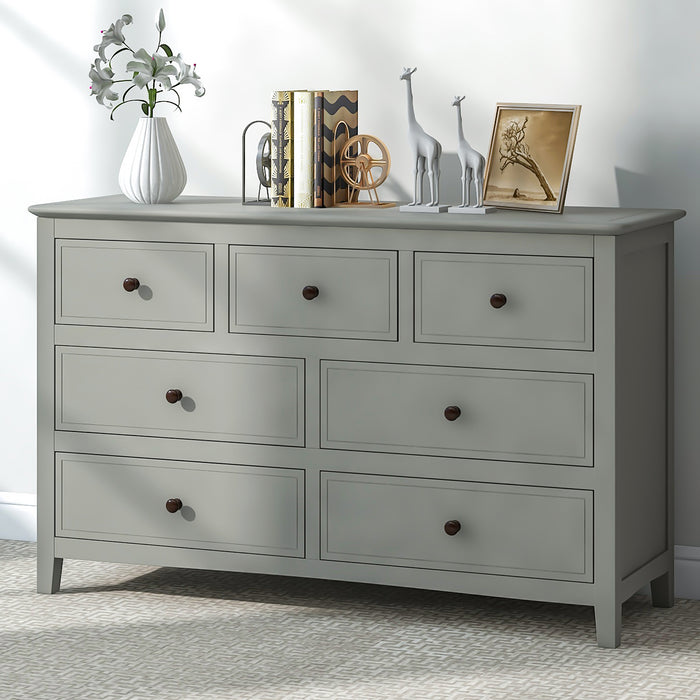 7 Drawers Solid Wood Dresser,Gray | lowrysfurniturestore