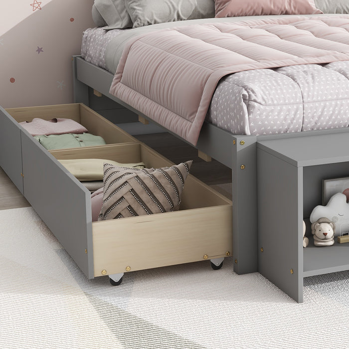 Full Bed Gray with 2 Storage Drawers lowrysfurniturestore