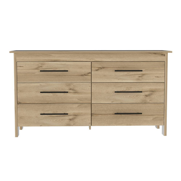 Southington 6-Drawer Rectangle Dresser Light Oak and White | lowrysfurniturestore