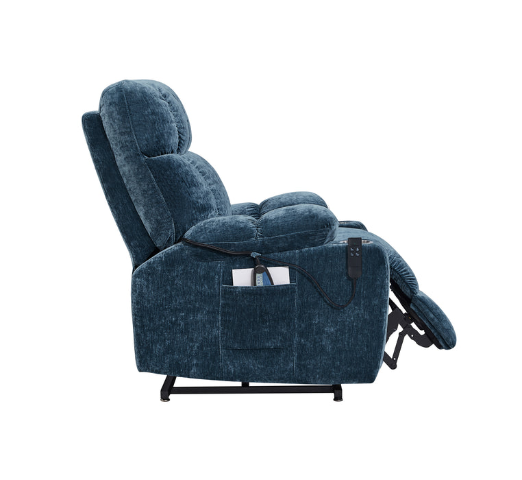 Lift Chair Blue Chair Infinite Position Lay Flat 180° Recliner with Heat Massage Lift Recliner