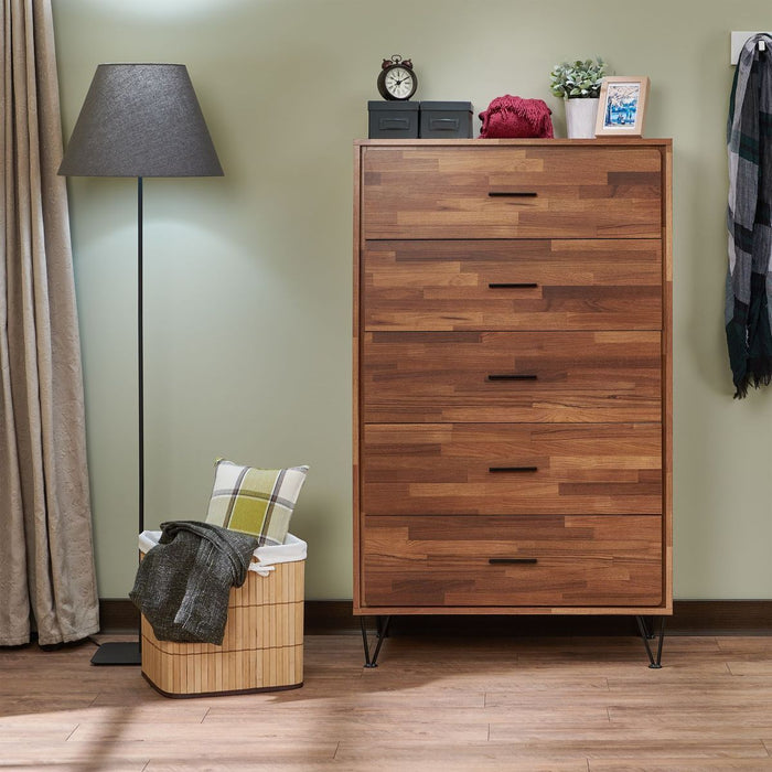 Solid Walnut 5-Drawer Chest of Drawers