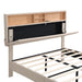 Full Beige Upholstered Platform Bed with Storage Headboard and USB Port lowrysfurniturestore