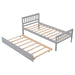 Twin Bed Gray with Trundle, Platform Bed Frame with Headboard and Footboard lowrysfurniturestore