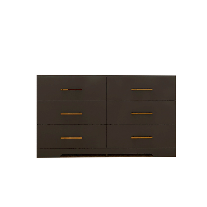 Black color Large 6 drawers chest of drawer dressers table with golden handle lowrysfurniturestore