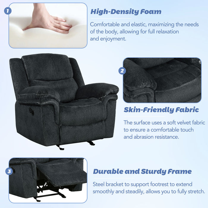 Home Theater Seating Manual Reclining Sofa for Living Room Dark Blue | lowrysfurniturestore