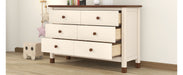 Wooden Storage Dresser with 6 Drawers,Storage Cabinet for kids Bedroom,Cream+Walnut lowrysfurniturestore