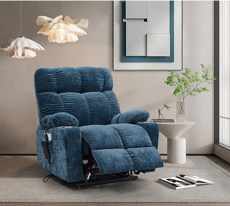 Lift Chair Blue Chair Infinite Position Lay Flat 180° Recliner with Heat Massage Lift Recliner
