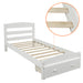 Twin Bed White Platform with Storage Drawer lowrysfurniturestore