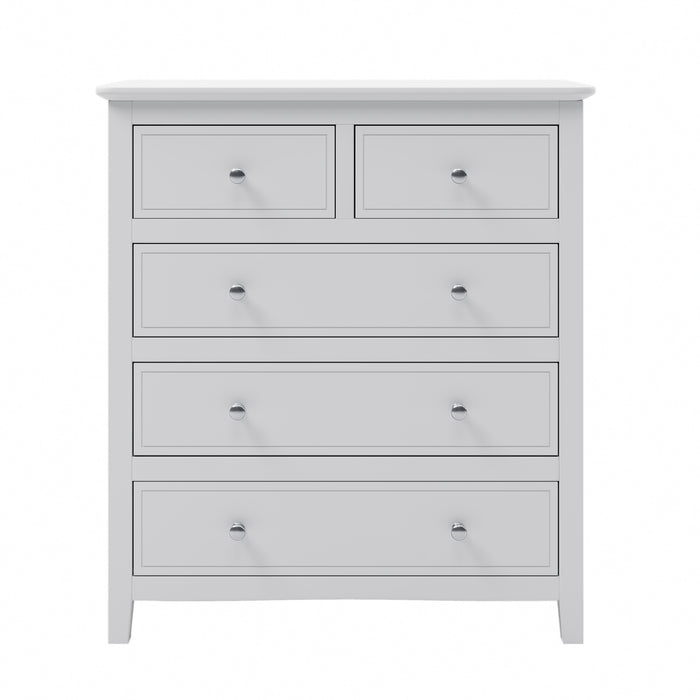 White Solid Wood 5-Drawer Chest