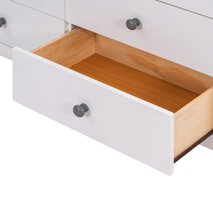 Wooden Storage Dresser with 6 Drawers,Storage Cabinet for kids Bedroom,White+Gray | lowrysfurniturestore