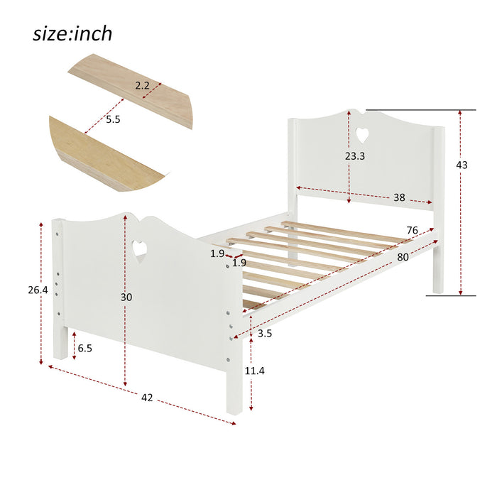 Twin White Platform Bed Solid Wood with Wood Slats lowrysfurniturestore