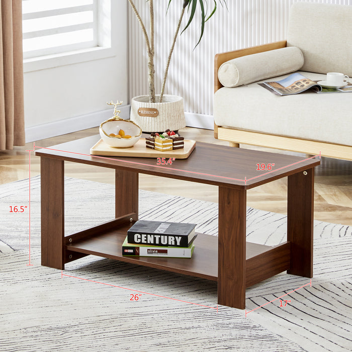 Walnut Modern colored Coffee Table, 19.6" x 35.4" x 16.5"