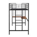 Black Twin Metal Loft Bed with Desk and Metal Grid lowrysfurniturestore