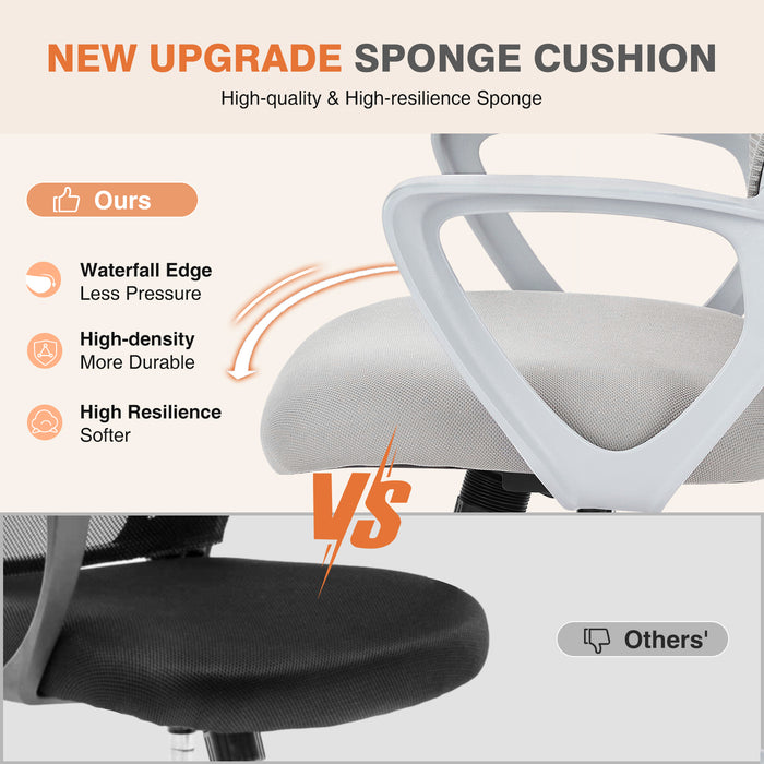 Gray Ergonomic Office Chair with Fixed Armrest | lowrysfurniturestore