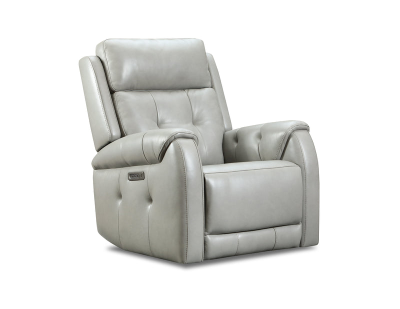 Donovan Swivel Glider Recliner in top grain leather with power reclining and USB charging ports.