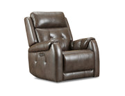 Donovan Swivel Glider Recliner in durable Top Grain LeatherSoft, featuring power recline and USB charging ports.