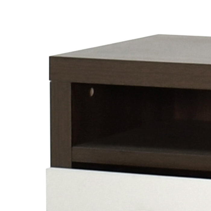 Modern Walnut and White 2-Drawer Nightstand