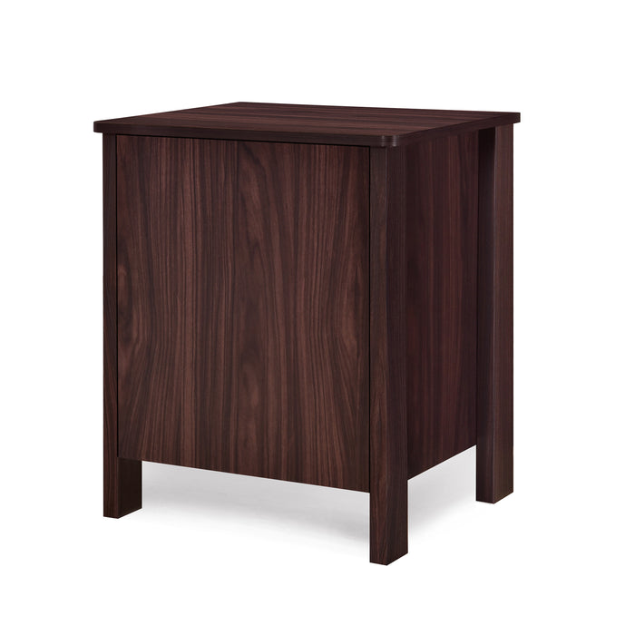 Wenge Nightstand Modern Design with 2 Drawers and Faux Wood Finish