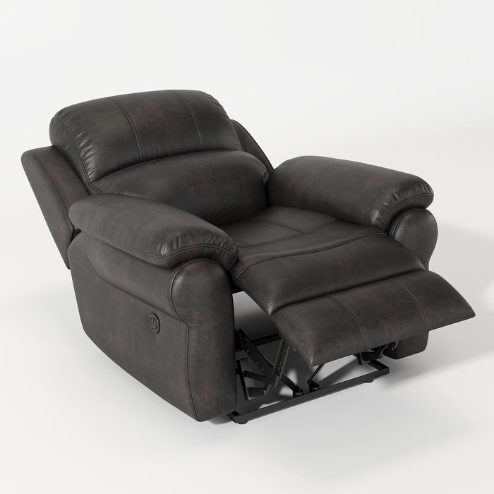 Espresso Breathable Fabric Power Reclining Chair with Magazine Holder and USB | lowrysfurniturestore