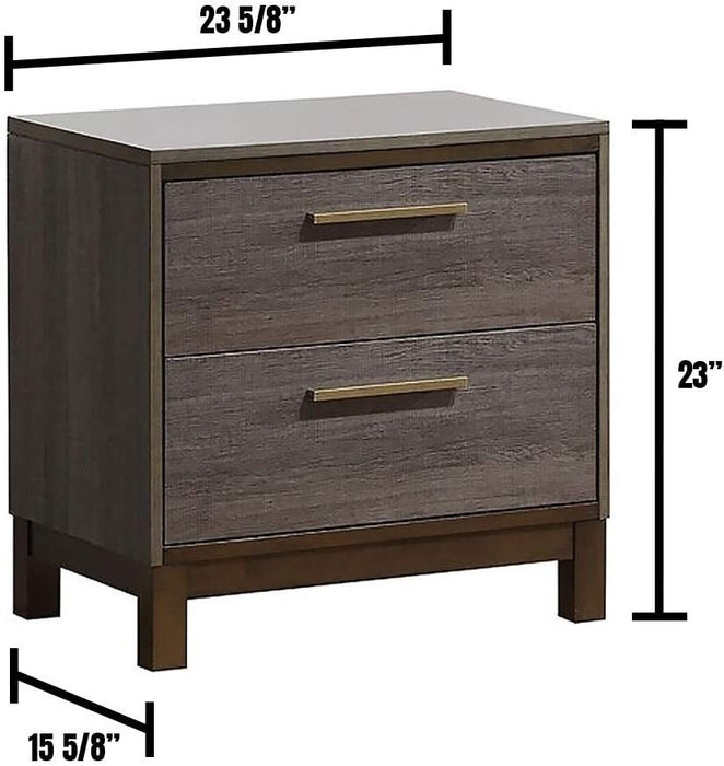 Contemporary Two-Tone Nightstand in Antique Gray