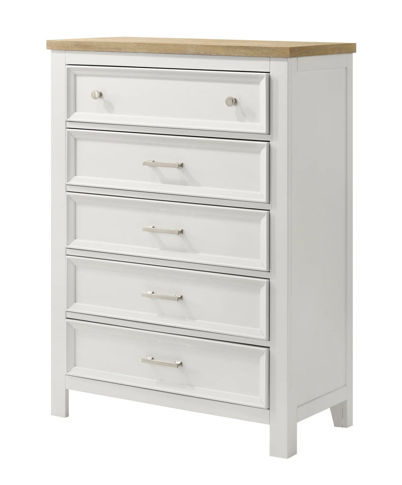 Ashton white five-drawer chest
