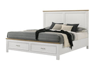 Ashton white bed with contrasting wood-tone trim