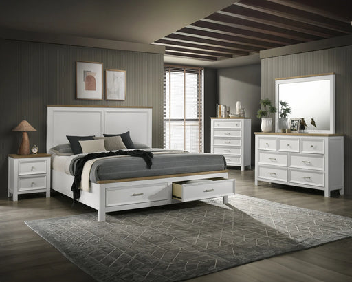 Ashton white bedroom group with bed, dresser, mirror, chest and nightstand