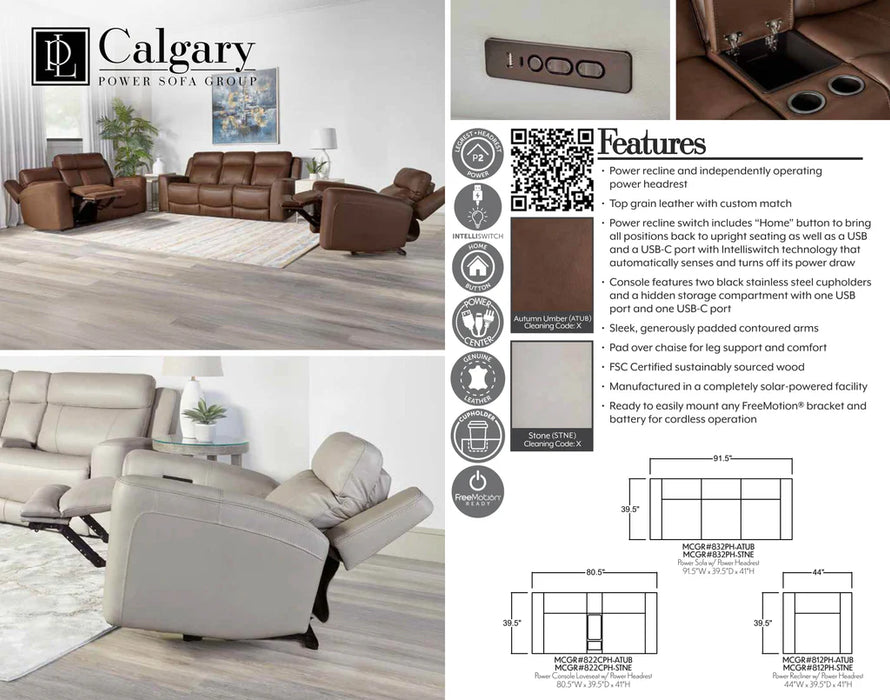 CALGARY - AUTUMN UMBER Power Sofa