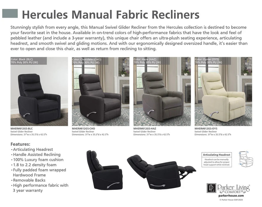 HERCULES - CHOCOLATE Manual Swivel Glider Recliner