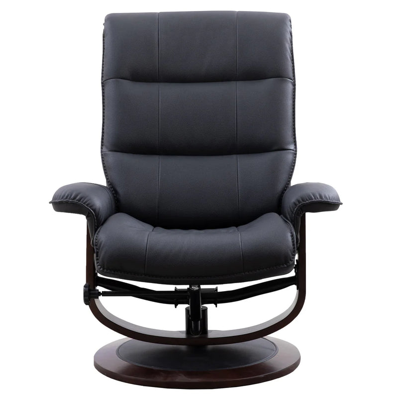 KNIGHT - BLACK Manual Reclining Swivel Chair & Ottoman