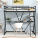 Black Twin Size Loft Bed with Desk Ladder and Full-Length Guardrails X-Shaped Frame | lowrysfurniturestore
