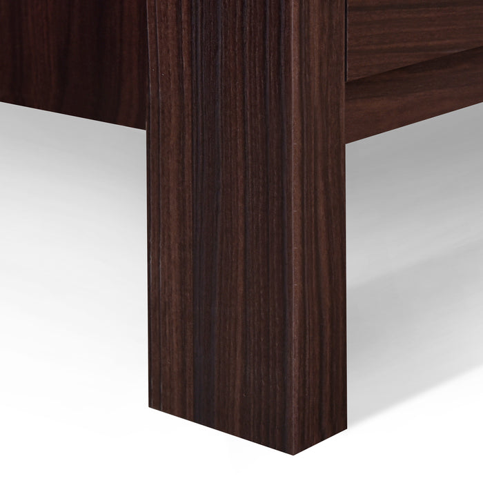 Wenge Nightstand Modern Design with 2 Drawers and Faux Wood Finish