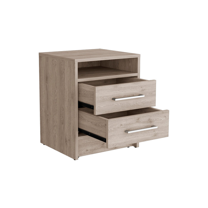 Light Gray Cartiz Nightstand Two Drawer Design