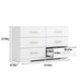 White color Large 6 drawers chest of drawer dressers table with golden handle | lowrysfurniturestore