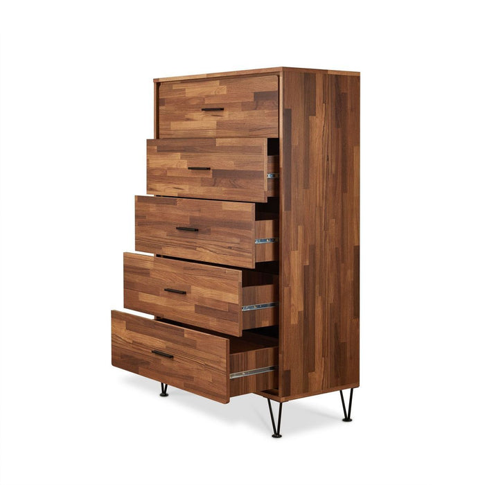 Solid Walnut 5-Drawer Chest of Drawers