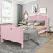 Twin Size Wood Platform Bed with Headboard,Footboard and Wood Slat Support (Pink) | lowrysfurniturestore
