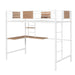 White Twin Metal Loft Bed with Desk and Shelf | lowrysfurniturestore