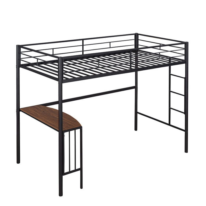 Black Twin Metal Black Bunk Bed with Desk Ladder and Guardrails lowrysfurniturestore