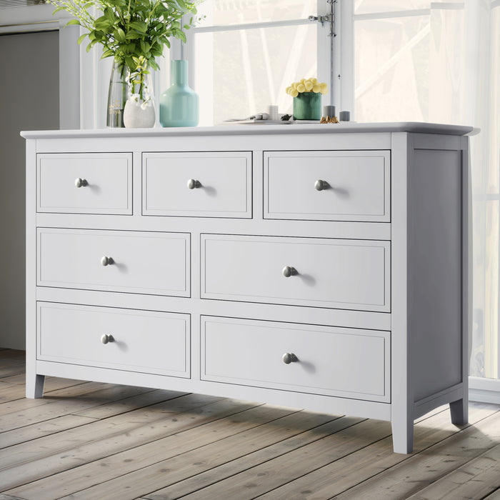 7 Drawers Solid Wood Dresser in White | lowrysfurniturestore