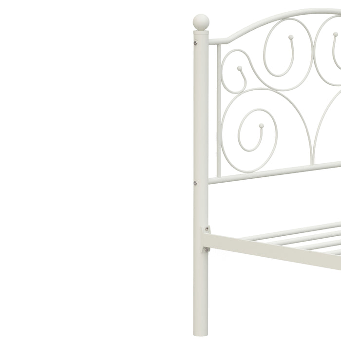 Twin Size Unique Flower Sturdy System Metal Bed Frame with Headboard and Footboard | lowrysfurniturestore