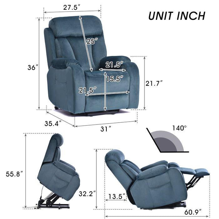 Lift Chair Navy Blue Soft Chair Anti-Skid Australia Cashmere Fabric Lift Recliner