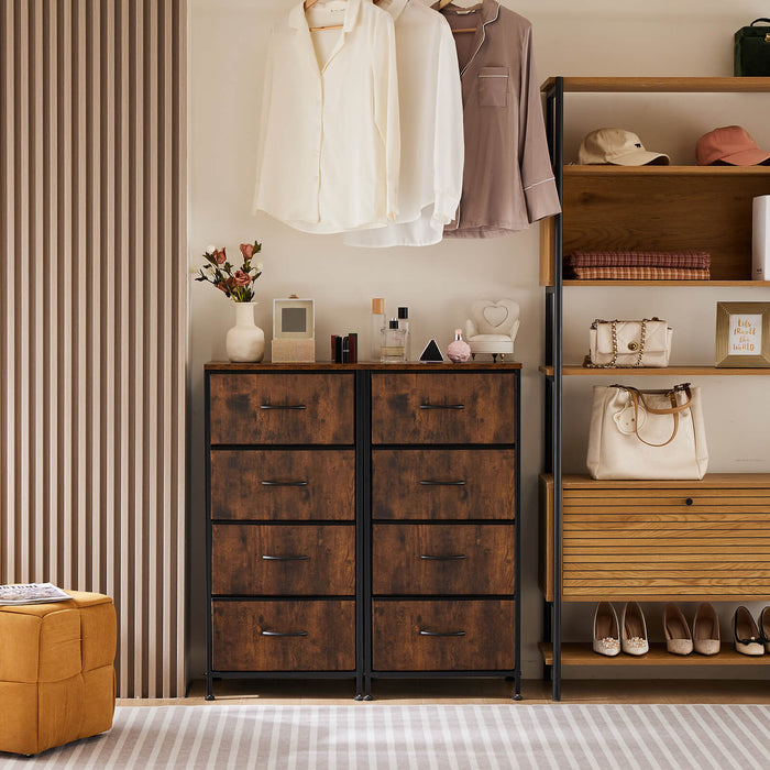 Brown 4-Drawer with Metal Frame and Wood Top